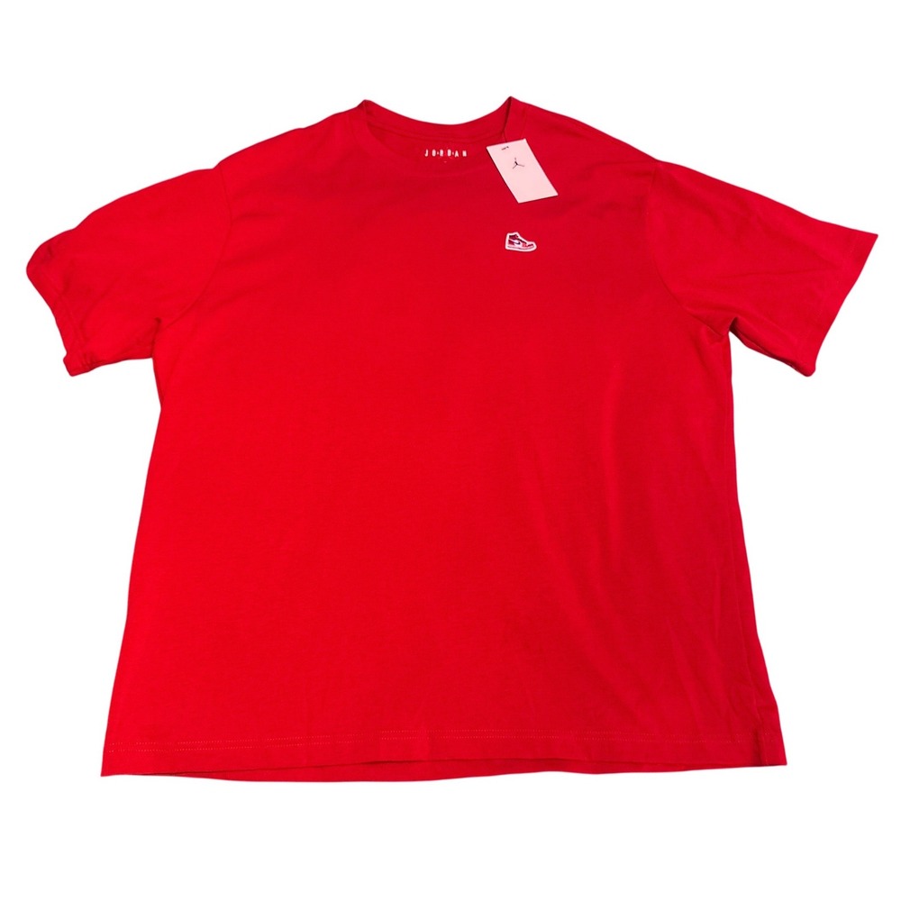 NEW Jordan Sneaker Patch T-Shirt Gym Red AJ1 HJ2326-687 Men's XL